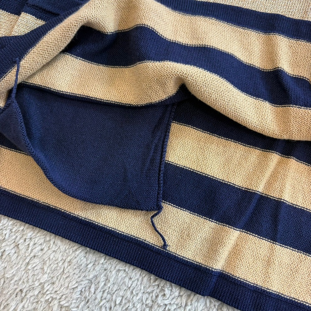 Lauren Ralph Lauren Women 2X Cardigan Navy Gold Metallic Stripe Knit Sweater NWT - Picture 9 of 13